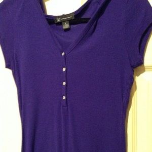 INC purple tee with 4 rhinestone buttons n hoodie